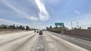 The eastbound 10 Freeway, approaching San Gabriel Boulevard, in Rosemead, as pictured in a Google Street View map in May of 2018.