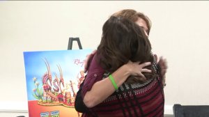 A woman who received a cornea transplant and the mother of the organ donor who provided it got a chance to meet for the first time in Pasadena on Dec. 27, 2018.