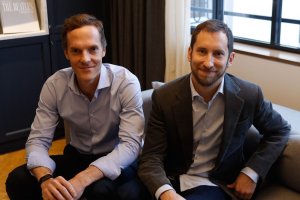 Co-founders of start-up company Juul, Adam Bowen (L) and  James Monsees pose in Paris on Dec. 5, 2018. (Credit: FRANCOIS GUILLOT/AFP/Getty Images)