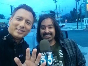 Chris Burrous poses with Jimmy G Castilloo in this undated photo posted to the KTLA Facebook page.