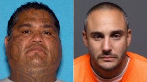 Documented gang members Fernando "Grumpy" Beltran, left, and Rafael "Snoopy" Solorzano, right, pictured in a wanted flier distributed by the Montebello Police Department on Dec. 21, 2018.