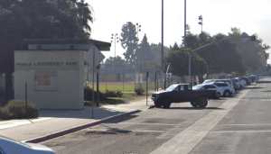 A Google Maps image shows the Franklin D. Roosevelt Park in South Los Angeles.