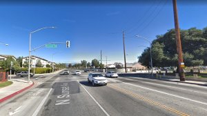 The intersection of Fairgrove and Sunset avenues in West Covina, as seen in a Google Street View Image in January, 2018.