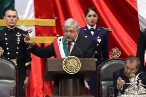 Newly appointed Mexican President Andres Manuel Lopez Obrador speaks after the swearing-in ceremony during the events of the Presidential Investiture as part of the 65th Mexico Presidential Inauguration at Congress of the Union on December 01, 2018 in Mexico City, Mexico. (Credit: Getty Images)