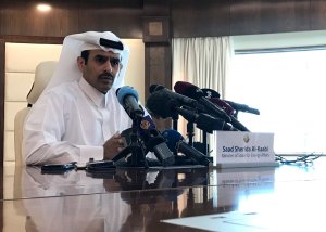 Saad Sherida Al-Kaabi, Qatari Minister of State for Energy Affairs, speaks during a press conference in the capital Doha on December 3, 2018. - Qatar is to leave OPEC next month in order for the Gulf state to focus on gas production, Energy Minister Saad al-Kaabi announced at a Doha press conference. (Credit: Anne Levasseur/AFP/Getty Images)