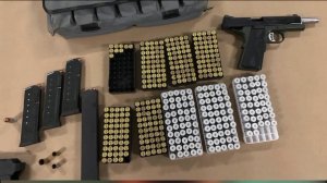 Santa Ana police on Dec. 11, 2018, released this image of a weapon and ammunition discovered in a man's possession at Carl Thornton Park.
