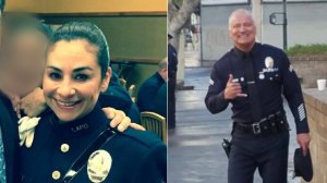 Los Angeles Police Department Robbery-Homicide Division Detective Ysabel Villegas, left, and Central Division Senior Lead Officer Danny Reedy, right, are seen in undated photos. (Credit: @LAPDCentral on Twitter/@LAPDOCB on Twitter)