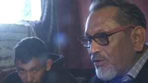 L.A. City Councilman Gil Cedillo speaks about the struggles facing migrants while visiting a shelter in Tijuana in January 2019. (Credit: KTLA)