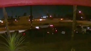 Authorities are seeking this white car in connection with a hit-and-run that left a woman badly injured at 9th Street and Sierra Way in San Bernardino on Jan. 3, 2019. (Credit: On Scene News)