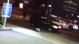 Detectives are seeking the SUV and driver pictured in this surveillance camera image in connection with a hit-and-run crash that left a35-year-old woman badly hurt on Jan. 6, 2019. (Credit: Los Angeles Police Department)