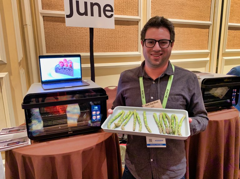 Matt Van Horn, Co-Founder and CEO of June holding asparagus