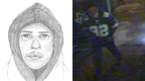 The suspect in a violent and brazen sexual assault in Santa Ana is seen in a composite sketch a still of surveillance video released by police on Jan. 8, 2019.