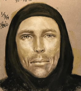 A suspect sketch of the man who shot and killed 7-year-old Jazmine Barnes is seen in images released by the Harris County Sheriff's Office.