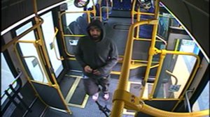 Police are seeking the man pictured in this surveillance camera photo in connection with the sexual assault and stabbing of a woman in San Bernardino on Jan. 12, 2019. (Credit: San Bernardino Police Department)