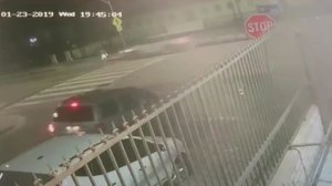 A still from surveillance video released by the LAPD shows the moment before a man is fatally struck by a vehicle in Westlake.