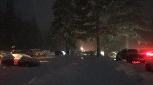 Cars are seen stuck in ice and snow in the Mt. Baldy area. (Credit: Shannon/@mtbaldymom via Twitter)