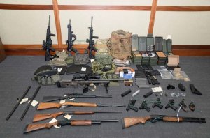 Federal agents found 15 firearms and over 1,000 rounds of ammunition when Christopher Paul Hasson was arrested. (Credit: U.S Attorney's Office in Maryland via CNN)