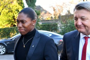 South African 800 meters Olympic champion Caster Semenya and her lawyer Gregory Nott arrive for a landmark hearing at the Court of Arbitration for Sport (CAS) in Lausanne on February 18, 2019. (Credit: HAROLD CUNNINGHAM/AFP/Getty Images)