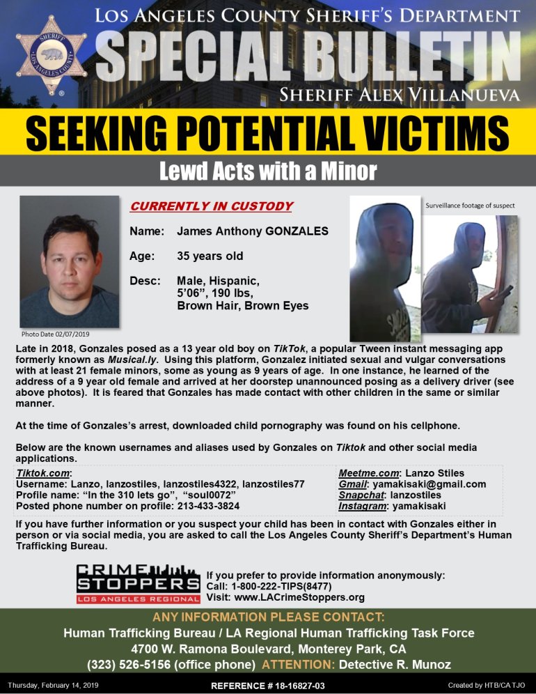 Los Angeles County Sheriff's Department special bulletin, issued Feb. 14, 2019.