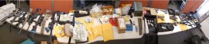 Weapons seized from Santa Monica homes on Feb. 15, 2019 are seen in a photo provided by the Santa Monica Police Department.