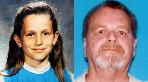 Linda Ann O’Keefe, left, and James Alan Neal are seen in images displayed at a news conference at the O.C. District Attorney's Office in Santa Ana on Feb. 20, 2019.