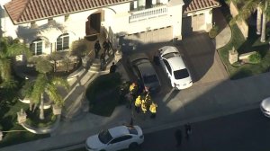 Authorities respond to investigate reports of a shooting in the Porter Ranch area on Feb. 18, 2019. (Credit: KTLA)