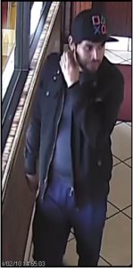 Detectives are seeking the man pictured in this surveillance photo in connection with a stabbing in Maywood on Feb. 10, 2019. (Credit: Los Angeles County Sheriff's Department)
