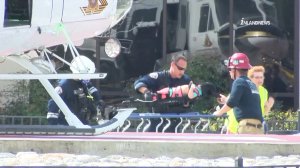 A toddler is airlifted to the hospital after being thrown from a second-floor balcony, allegedly by his mother, in Upland on Feb. 26, 2019. (Credit: InlandNews)