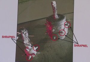 Two homemade bombs found in the possession of Saleh Abdallah Ali during a traffic stop in Brea on Sept. 18, 2019, are pictured at news conference held by the Orange County District Attorney' Office on March 25, 2018. Earlier that day, Ali received a nearly 20-year sentence for felony bomb-related charges. (Credit: KTLA)