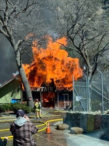 A fire engulfed the Mountain Town Museum in Oak Glen on Mach 14, 2019. (Credit: Cal Fire)