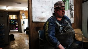 Coal miner Doug Rutherford takes a break after his shift at a small mine on May 19, 2017 outside the city of Welch, West Virginia. (Credit: Spencer Platt/Getty Images)