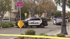 The scene of a deadly officer-involved shooting in Inglewood is cordoned off on March 27, 2019. (Credit: KTLA)