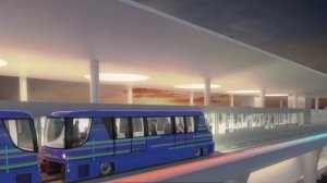 This still from animated footage released by Los Angeles International Airport shows what a train shuttling in and out of the airport will look like upon its expected completion in 2023.