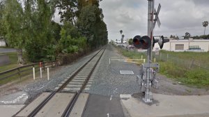 The train tracks west of San Dimas Canyon Road, near Arrow Highway, in La Verne, as pictured in a Google Street View image in March of 2018.