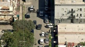 Police respond to a suspicious package call at University Park near USC on March 13, 2019. (Credit: KTLA)
