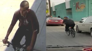 The man accused of slashing people's faces in South Gate and South L.A. in four attacks reported between March 20 and April 1, 2019, is seen in surveillance images released by LAPD on April 2, 2019.