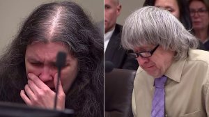 Louise Turpin and David Turpin are seen crying in court during their sentencing hearing on April 19, 2019. (Credit: Pool)