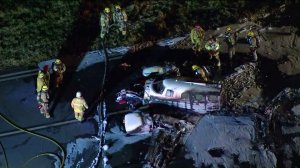 An airplane crashed and burst into flames at Fullerton Airport on April 18, 2019. (Credit: KTLA)