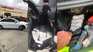 Officials discovered packages of drugs in a vehicle that crashed in Santa Ana after a pursuit involving Border Patrol agents on April 3, 2019. (Credit: Santa Ana Police Department)