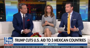This screenshot from a Fox News broadcast shows a headline erroneously referring to Honduras, El Salvador, and Guatemala as "3 Mexican Counties."