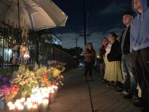Loved ones gather at a vigil got for two Highland Park brothers killed in a hit-and-run on May 5, 2019. (Credit: KTLA)