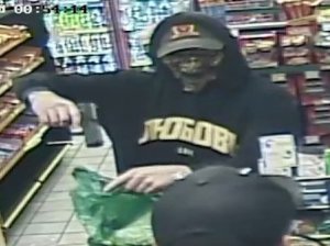 Police are seeking the man pictured in this photo in connection with an armed robbery at a La Verne gas station on May 29, 2019. (Credit: La Verne Police Department)