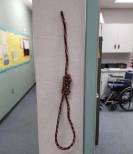 A noose found at Summerwind Elementary School in Palmdale is seen in an image circulated on social media.