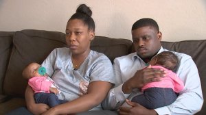 Monique and Derrick Rodgers want answers after video shows hospital staff in Chandler, Arizona, dropping one of their twin daughters and claim doctors didn't tell them everything that was happening with their little girl. (Credit: KTVK via CNN Wire)