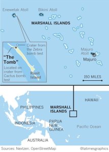 A Los Angeles Times map shows the location of the nuclear dump site in the Marshall Islands.