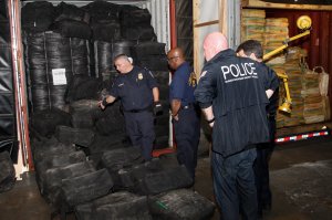 U.S. Customs and Border Protection and Homeland Security investigations led a multi-agency inspection of the MSC Gayane that resulted in the seizure of about 35,000 pounds of cocaine discovered in seven shipping containers June 17, 2019. (Credit: U.S. Customs and Border Protection)