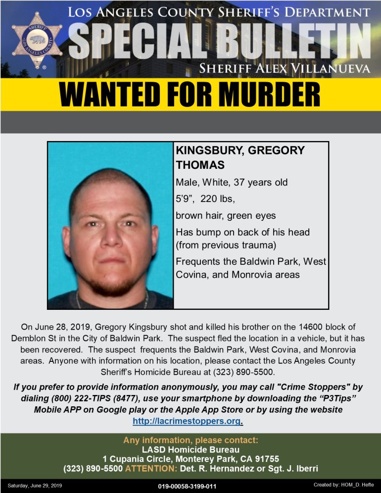 Los Angeles County Sheriff's Department Special Bulletin