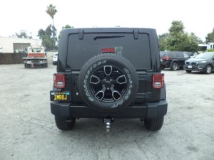 This Jeep Wrangler, fitted with red and bue strobe lights, was used by an alleged police impersonator to try to pull over a genuine police detective in Upland on June 19, 2019. (Credit: San Bernardino County Sheriff's Department)