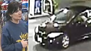LAPD released surveillance images of a woman and a car being sought in connection with a hit-and-run in the East Hollywood area on May 19, 2019.