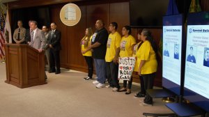 Family members of Robert Garcia joined with homicide detectives at a press conference on June 28, 2018, to ask the public for help in solving the June 28, 2012, killing of the 22-year-old father. (Credit: Los Angeles County Sheriff's Department)